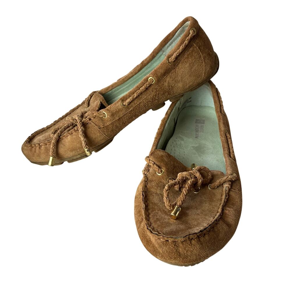 White Mountain Moccasin Loafers Women's 8 Brown Suede Leather Classic Preppy